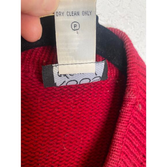 KOOS of Course! Red Open Cardigan Applique Sweater Silk Wool Sz 1X Asian Kimono - Picture 5 of 11